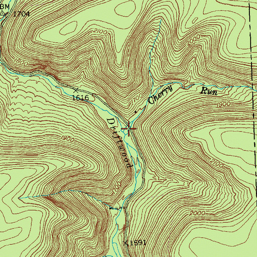 Topographic Map of Cherry Run, PA