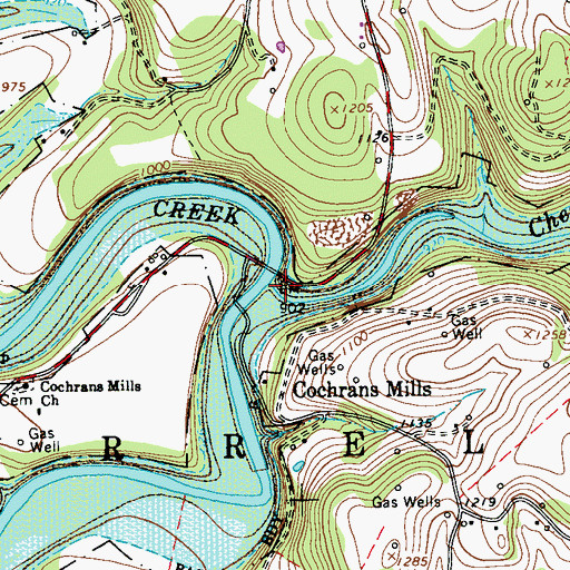 Topographic Map of Cherry Run, PA