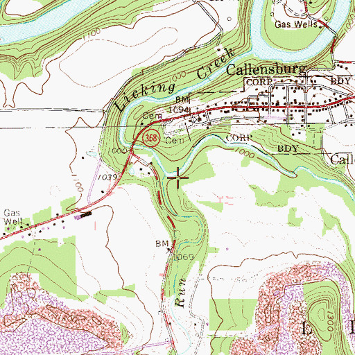 Topographic Map of Cherry Run, PA