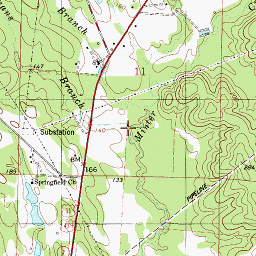 Topographic Map of Deadmans Branch, AL
