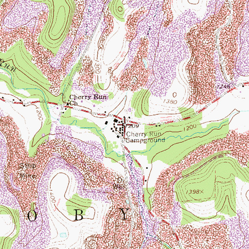 Topographic Map of Cherry Run Campground, PA