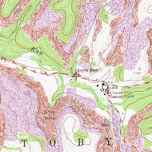 Topographic Map of Cherry Run Church, PA