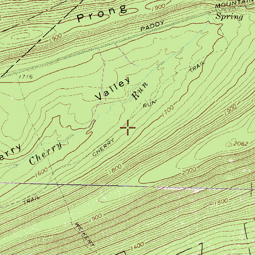 Topographic Map of Cherry Run Trail, PA