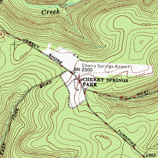 Topographic Map of Cherry Springs State Park, PA