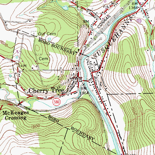 Topographic Map of Cherry Tree, PA