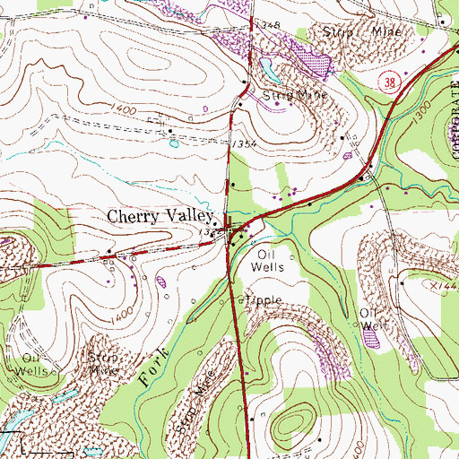 Topographic Map of Cherry Valley, PA