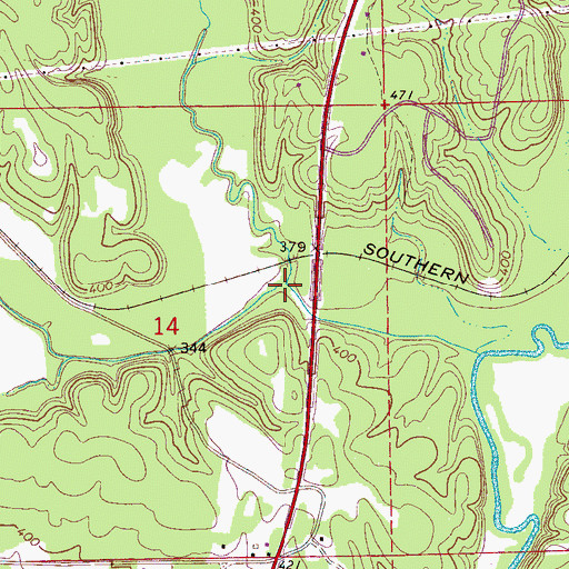 Topographic Map of Deadwater Creek, AL