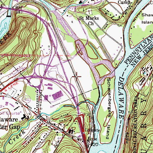 Topographic Map of Cherry Valley, PA