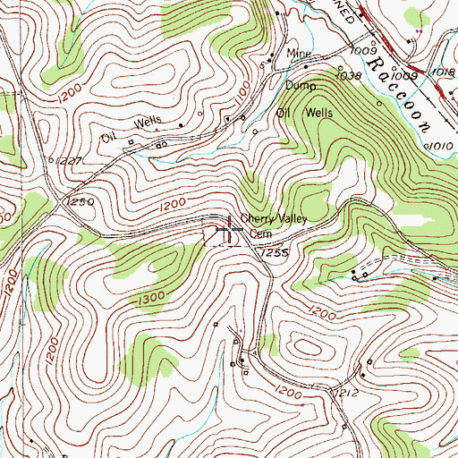 Topographic Map of Cherry Valley Cemetery, PA