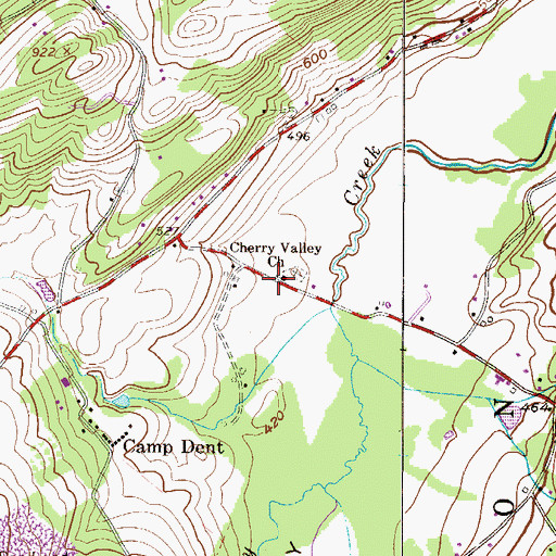 Topographic Map of Cherry Valley Church, PA