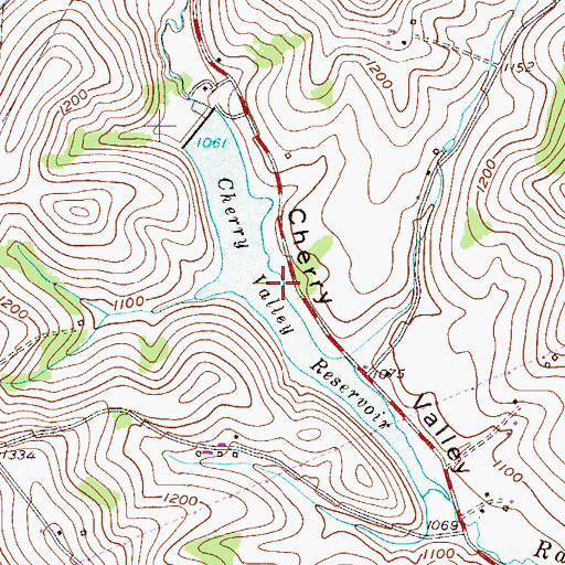 Topographic Map of Cherry Valley Reservoir, PA