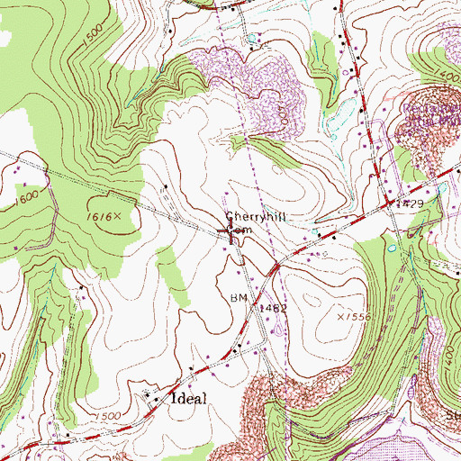 Topographic Map of Cherry Hill Progressive Brethren Cemetery, PA