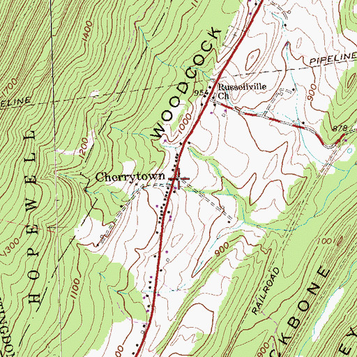 Topographic Map of Cherrytown, PA
