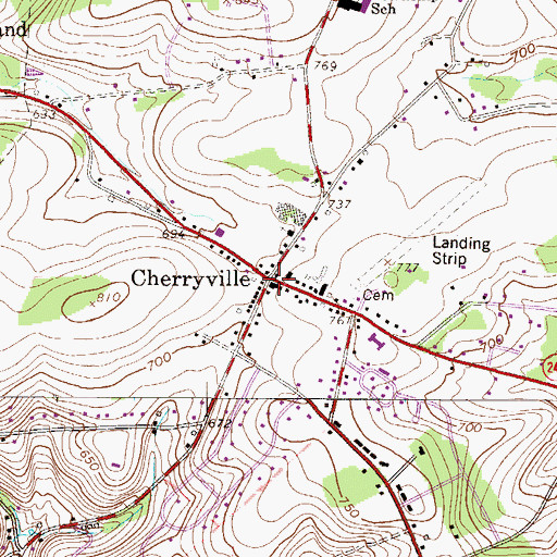 Topographic Map of Cherryville, PA