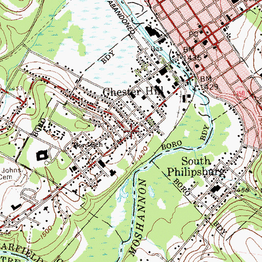 Topographic Map of Chester Hill, PA