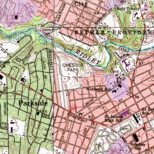 Topographic Map of Chester Park, PA
