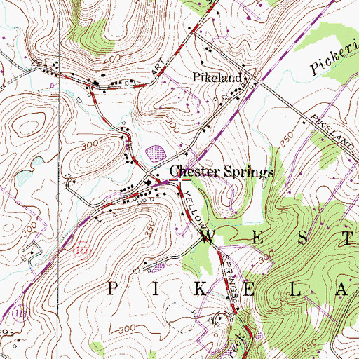 Topographic Map of Chester Springs, PA