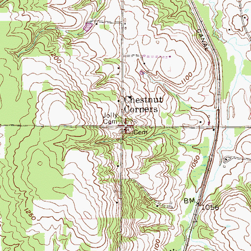 Topographic Map of Chestnut Corners, PA