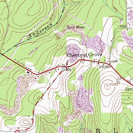 Topographic Map of Chestnut Grove, PA
