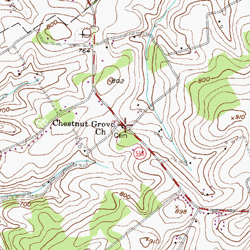 Topographic Map of Chestnut Grove Church, PA