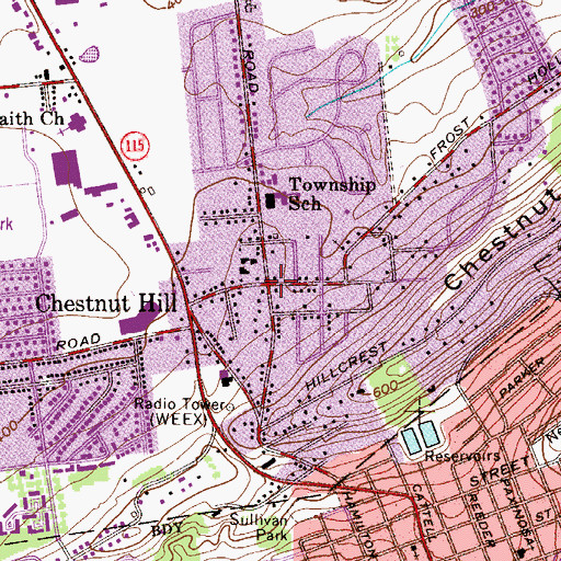 Topographic Map of Chestnut Hill, PA