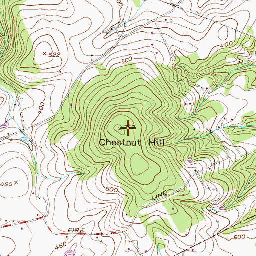 Topographic Map of Chestnut Hill, PA