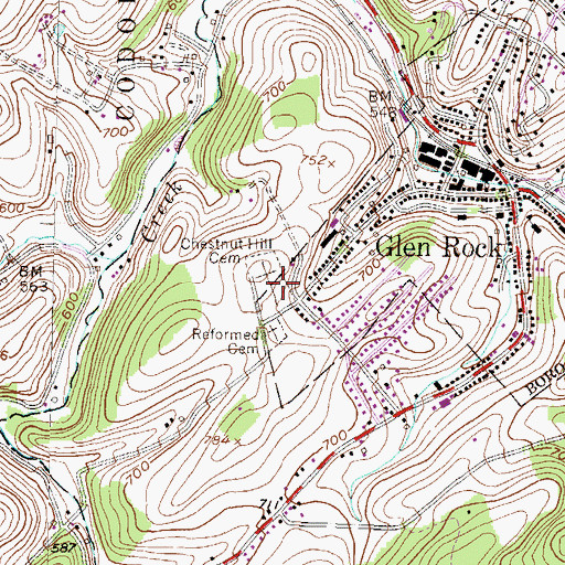 Topographic Map of Chestnut Hill Cemetery, PA
