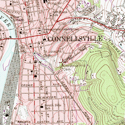 Topographic Map of Chestnut Hill Cemetery, PA