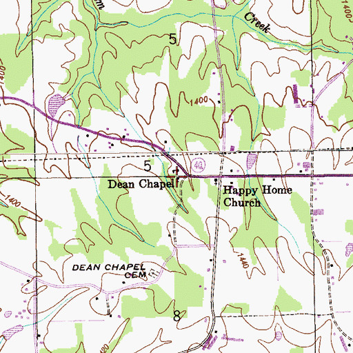 Topographic Map of Dean Chapel, AL