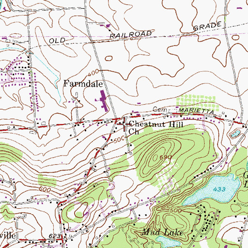 Topographic Map of Chestnut Hill Church, PA