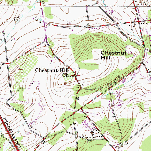Topographic Map of Chestnut Hill Church, PA