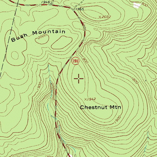 Topographic Map of Chestnut Mountain, PA
