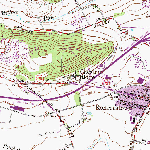 Topographic Map of Chestnut Ridge, PA