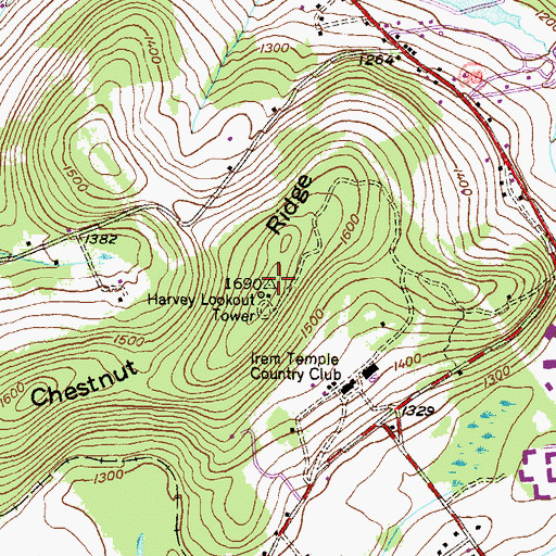 Topographic Map of Chestnut Ridge, PA