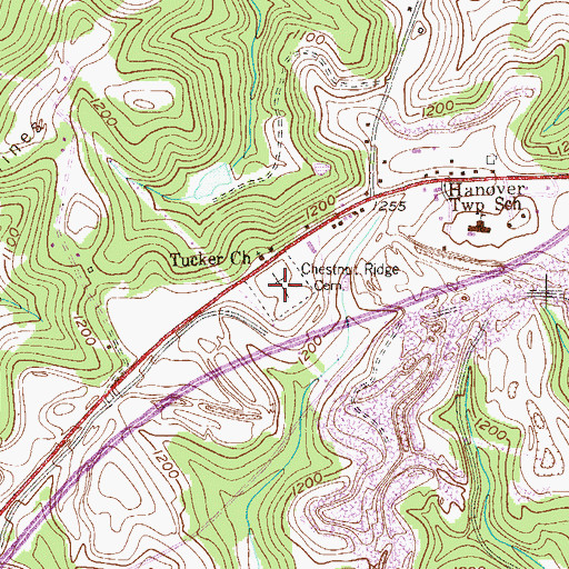 Topographic Map of Chestnut Ridge Cemetery, PA
