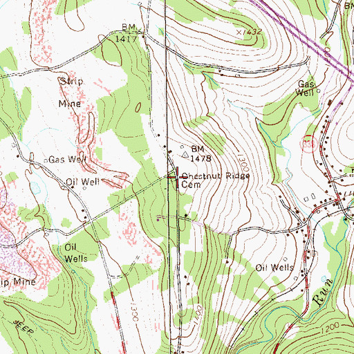 Topographic Map of Chestnut Ridge Cemetery, PA