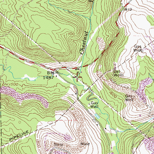 Topographic Map of Chestnut Run, PA