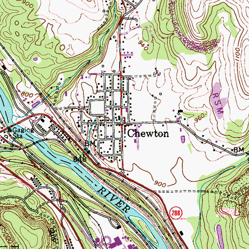 Topographic Map of Chewton, PA