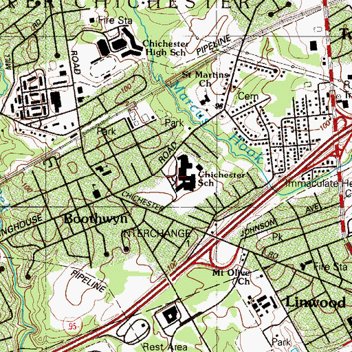 Topographic Map of Chichester Junior High School, PA