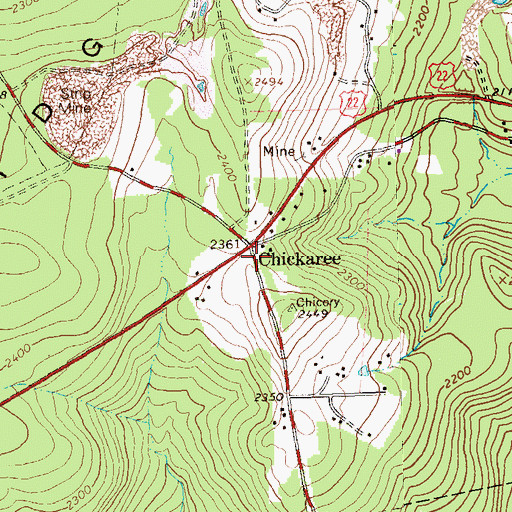 Topographic Map of Chickaree, PA