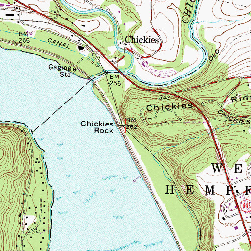 Topographic Map of Chickies Rock, PA