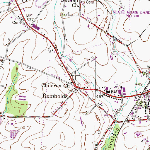 Topographic Map of Children Church, PA