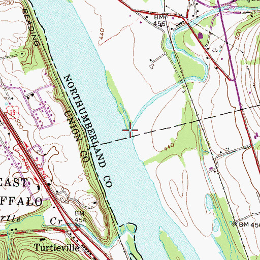 Topographic Map of Chillisquaque Creek, PA