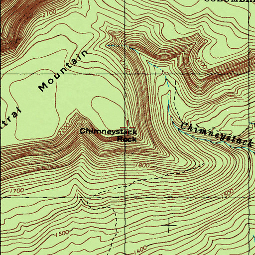 Topographic Map of Chimneystack Rock, PA