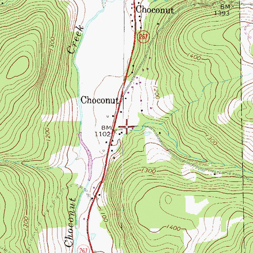 Topographic Map of Choconut, PA