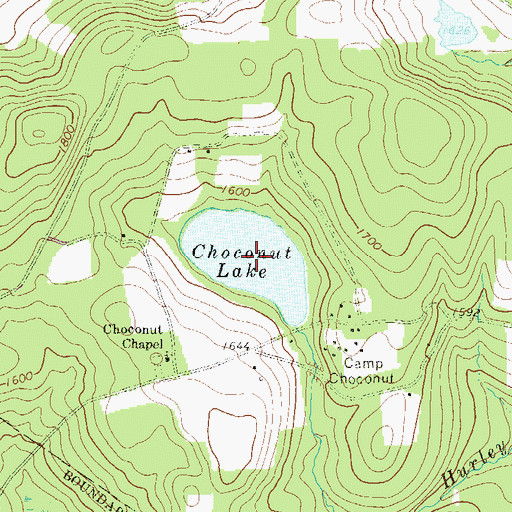 Topographic Map of Choconut Lake, PA