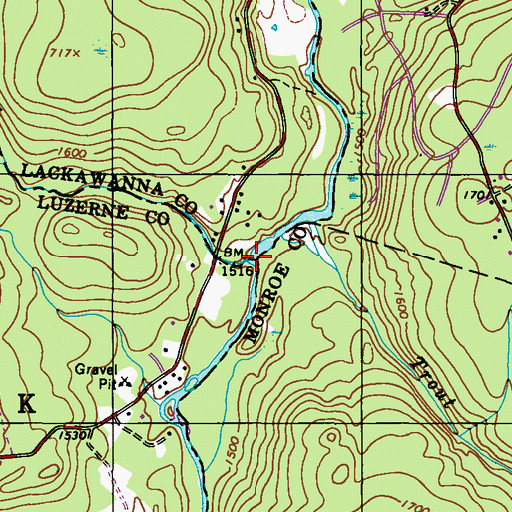 Topographic Map of Choke Creek, PA
