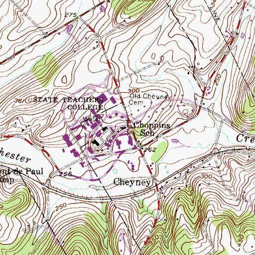Topographic Map of Choppins School, PA