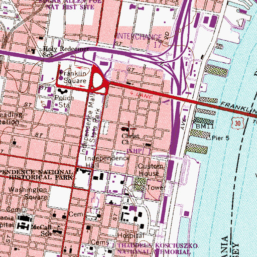 Topographic Map of Christ Church, PA