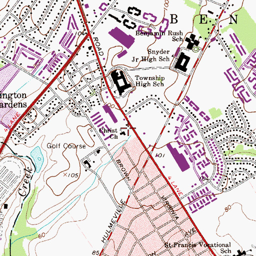 Topographic Map of Christ Church, PA